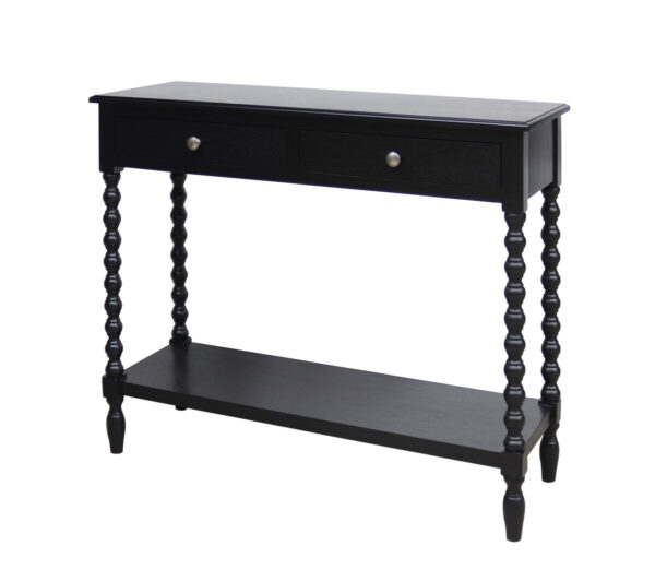 2406975_fac_01__49578.1781261843-2.jpg Heritage Two Drawer Bobble Detail Black Wooden Console Table