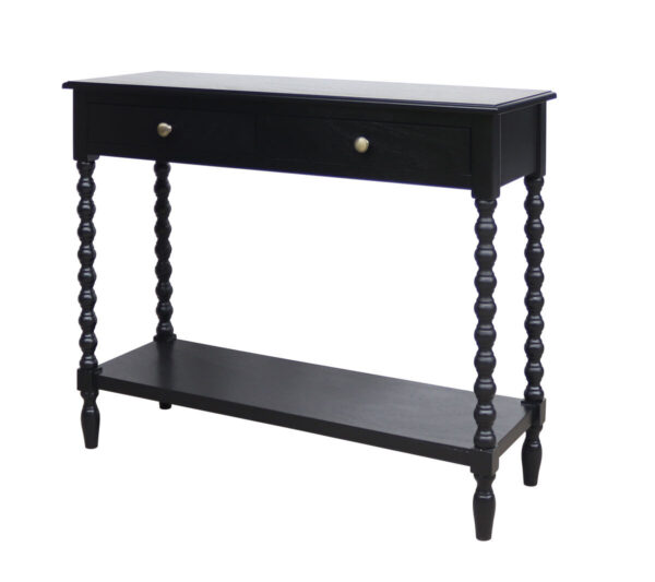 2406975_fac_02__21696.1781261843.jpg Heritage Two Drawer Bobble Detail Black Wooden Console Table