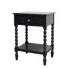 Heritage One Drawer Bobble Detail Black Wooden Bedside Table