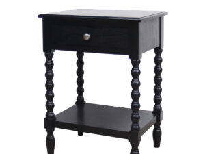Heritage One Drawer Bobble Detail Black Wooden Bedside Table