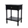 Heritage One Drawer Bobble Detail Black Wooden Bedside Table