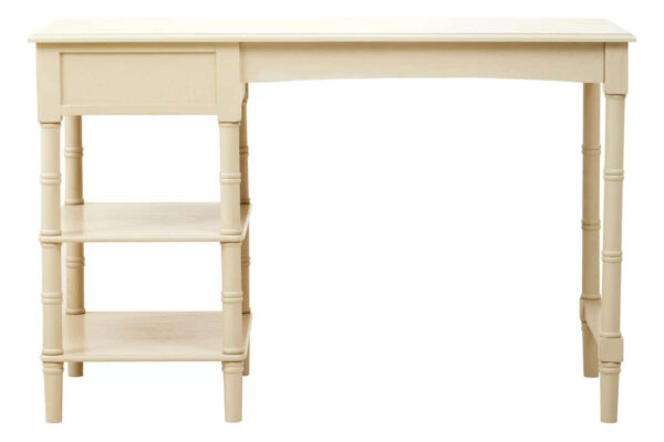 Heritage Ivory Wooden Desk with Drawer and Shelves