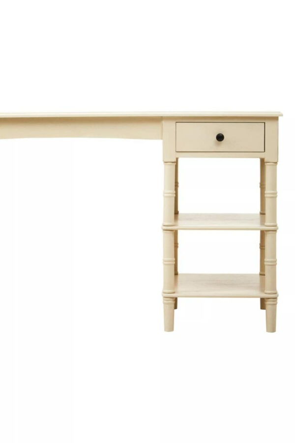 Heritage Ivory Wooden Desk with Drawer and Shelves