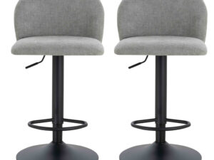 Maxwell Set of 2 Light Grey Textured Fabric Curved Bar Chairs