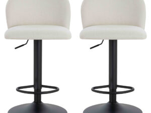 Maxwell Set of 2 Beige Textured Fabric Curved Bar Chairs
