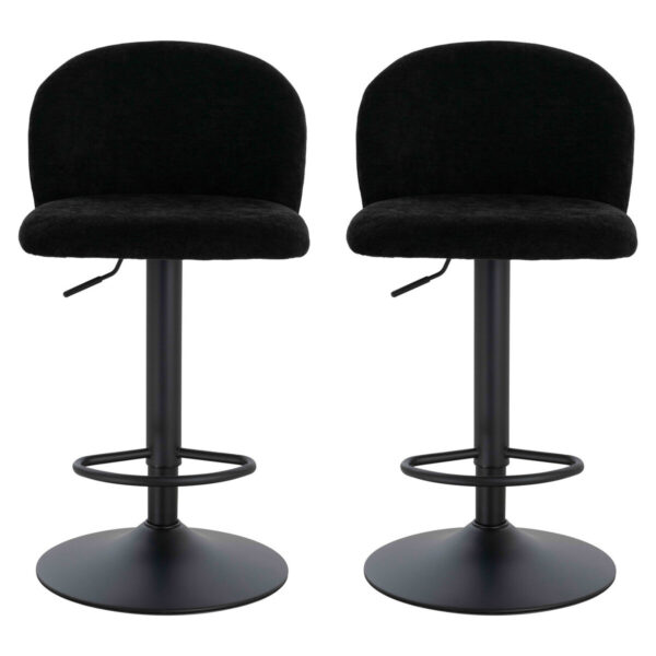 Maxwell Set of 2 Black Textured Fabric Curved Bar Chairs