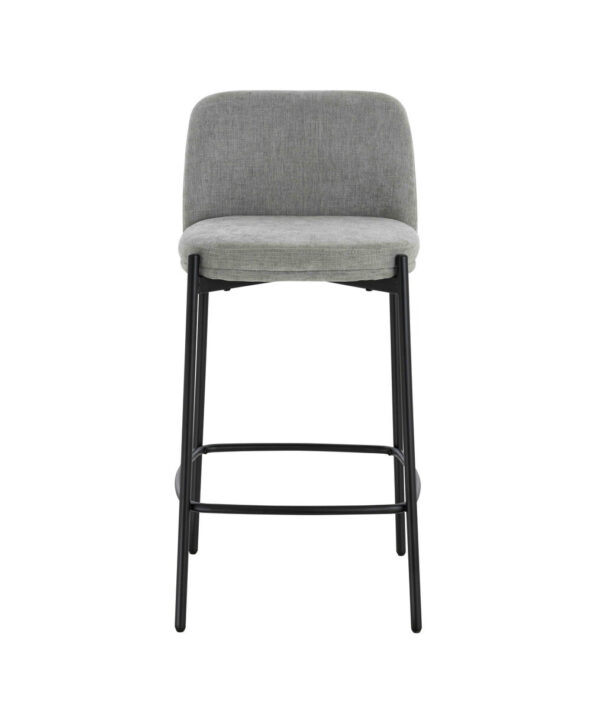 Maxwell Set of 2 Light Grey Textured Fabric Bar Chairs with Black Legs