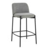 Maxwell Set of 2 Light Grey Textured Fabric Bar Chairs with Black Legs