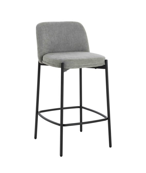 Maxwell Set of 2 Light Grey Textured Fabric Bar Chairs with Black Legs