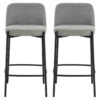 Maxwell Set of 2 Light Grey Textured Fabric Bar Chairs with Black Legs