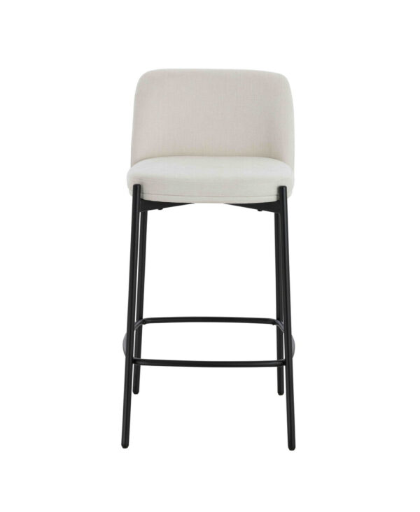 Maxwell Set of 2 Beige Textured Fabric Bar Chairs with Black Legs