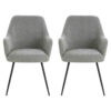 Maxwell Set of 2 Light Grey Textured Fabric Dining Chairs with Arms