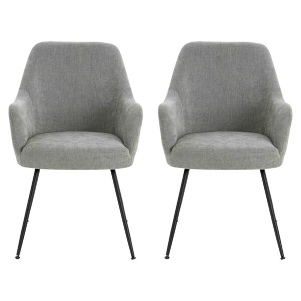 Maxwell Set of 2 Light Grey Textured Fabric Dining Chairs with Arms