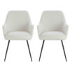 Maxwell Set of 2 Light Beige Textured Fabric Dining Chairs with Arms
