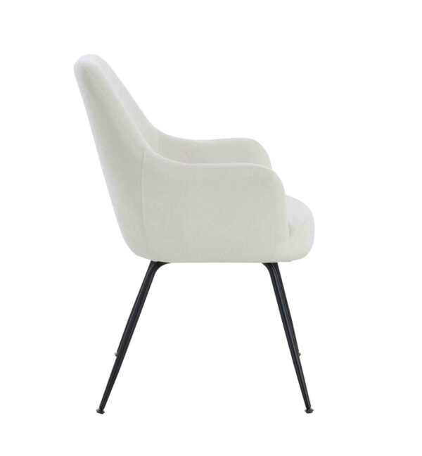 Maxwell Set of 2 Light Beige Textured Fabric Dining Chairs with Arms