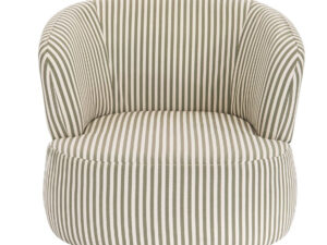 Parsac Olive Green and White Stripe Swivel Lounge Chair