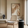 Vinsi Grey Fabric and Washed Elm Wood Chair with Cane Back