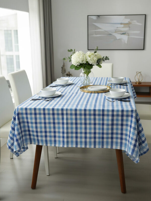Thread and Loom Blue Check Tablecloth