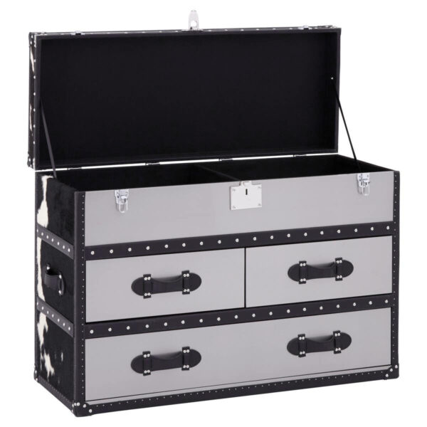 Kensington Townhouse Black And White Hair on Leather 3 Drawer Cabinet