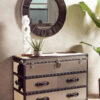 Kensington Townhouse Black And White Hair on Leather 3 Drawer Cabinet