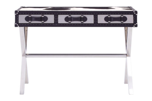 Kensington Townhouse Black And White Hair on Leather Console Table