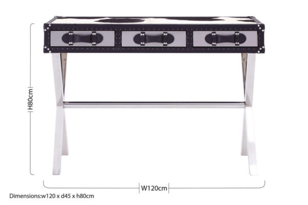 Kensington Townhouse Black And White Hair on Leather Console Table