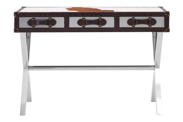 5501174_1__20680.1754487642.jpg Kensington Townhouse Brown And White Genuine Cowhide Console Table