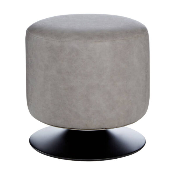 Dalston Ash Grey Faux Leather Pouffe