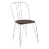 District White Metal Frame with Elm Wood Dining Chair