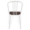 District White Metal Frame with Elm Wood Dining Chair