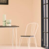 District White Metal Frame with Elm Wood Dining Chair