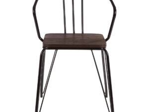 District Black Metal And Elm Wood Armchair