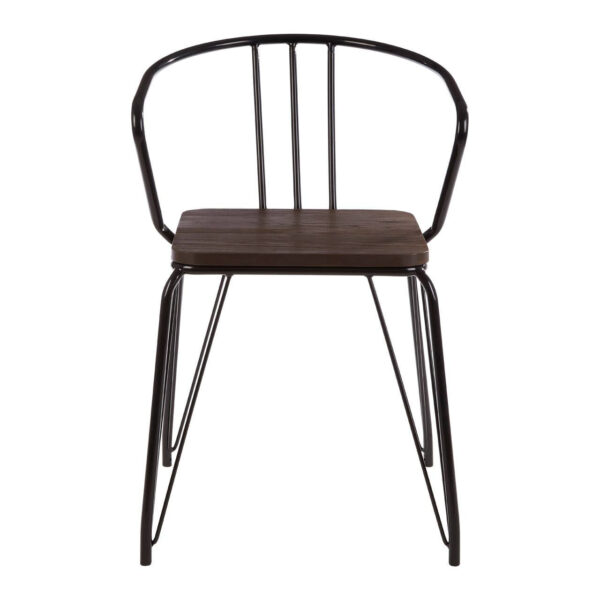 District Black Metal And Elm Wood Armchair