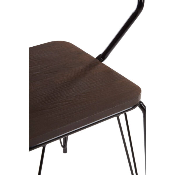 District Black Metal And Elm Wood Armchair