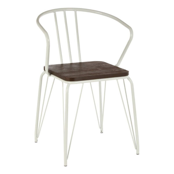District White Metal And Elm Wood Armchair