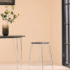 District Chrome Metal And Elm Wood Square Bar Stool