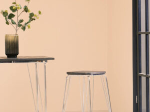 District Chrome Metal And Elm Wood Square Bar Stool