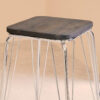 District Chrome Metal And Elm Wood Square Bar Stool