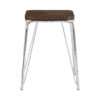 District Chrome Metal And Elm Wood Square Bar Stool