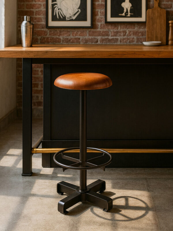 Buffalo Light Brown Leather Bar Stool