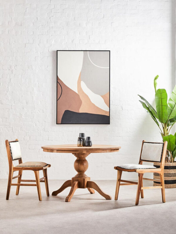 Lyon Natural Oak Wood Round Dining Table