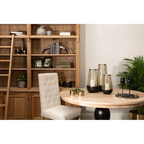 Lyon Wooden Finish 2 Section Bookcase With Ladder