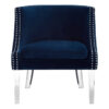 Clarence Navy Blue Velvet Chair with Acrylic Legs