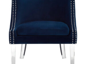 Clarence Navy Blue Velvet Chair with Acrylic Legs