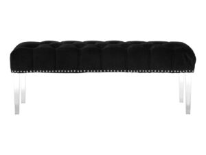 Clarence Black Velvet Bench with Acrylic Legs