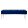 Clarence Blue Velvet Bench with Acrylic Legs