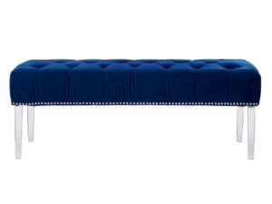 Clarence Blue Velvet Bench with Acrylic Legs