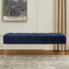 Clarence Blue Velvet Bench with Acrylic Legs