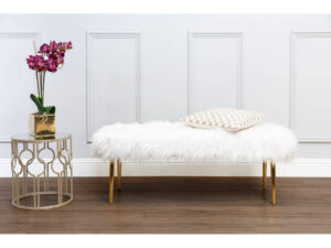 Clarence Fur Effect Bench with Gold Legs