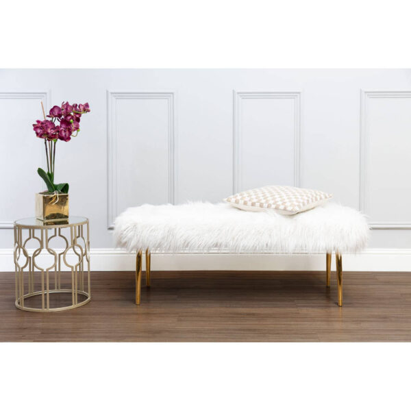 Clarence Fur Effect Bench with Gold Legs